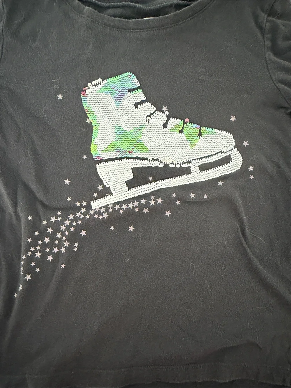 Gap Girls' Black Long-Sleeve Top with Sequin flipee Ice Skate